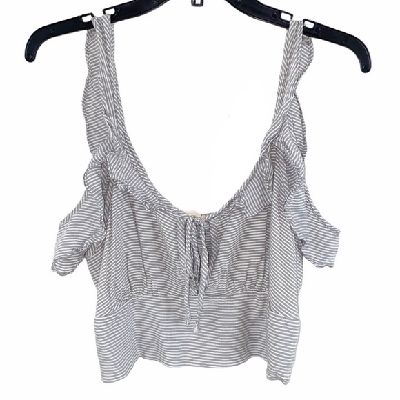 ASOS EMORY PARK Ruffle Crop Pin Cold Shoulder Size Large - Picture 5 of 12